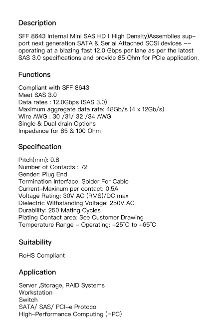 Int.Mini SAS HD 8i -Straight (18mm)